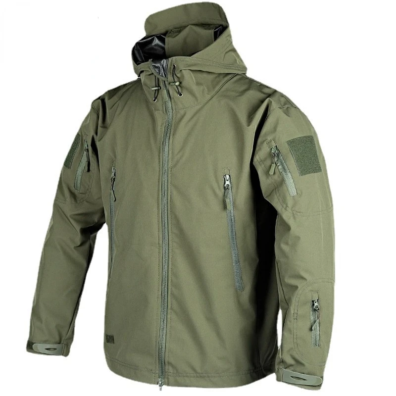 Men Tactical Jacket Thin Waterproof Hooded Jackets Male Windbreak Wear-resisting Multi-pockets Outdoor Hiking Hunting Coats