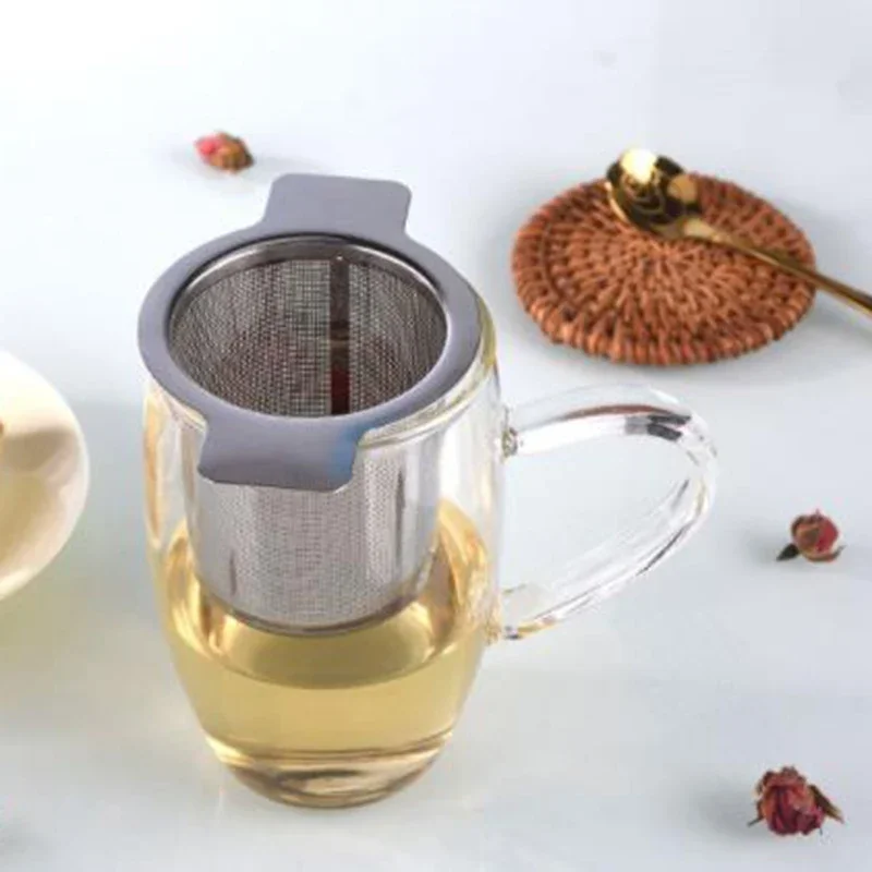 Creative Double Ear Cup Type Tea Strainer Stainless Steel Fine Mesh Tea Infuser With Coffee Tea Leak Filter Tea Accessories
