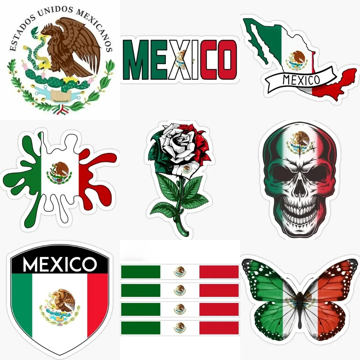 

Mexico Flag Map National Emblem Eagle Creative Sticker for Covered Scratch Decorate Car Motorcycle Truck Room Camper Van Bicycle