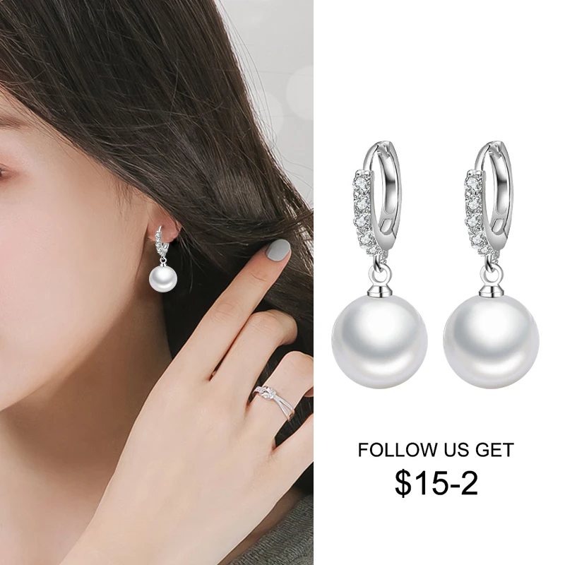 LByzHan 2021 Pearl Earrings Genuine Natural Freshwater Pearl 925 Sterling Silver Earrings Pearl Jewelry For Wemon Wedding Gift