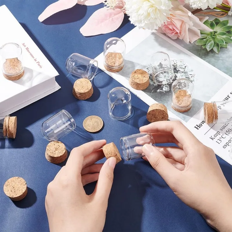 30 แพ็ค 15ml ขวดแก้วขวดแก้ว Cloche โดมตกแต่งขวด 1.5x1.1 "พร้อม Cork Stoppers สําหรับ PARTY Favors Art