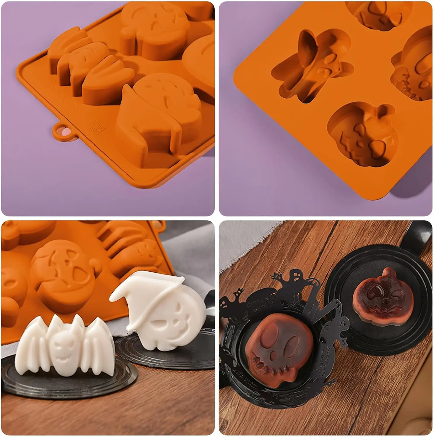 2PS  Halloween Scary Pumpkin Silicone Mold Ghost Hat Skull  Cube Chocolate Food Baking Tray Mold Cookie Biscuit Cake Baking Mold