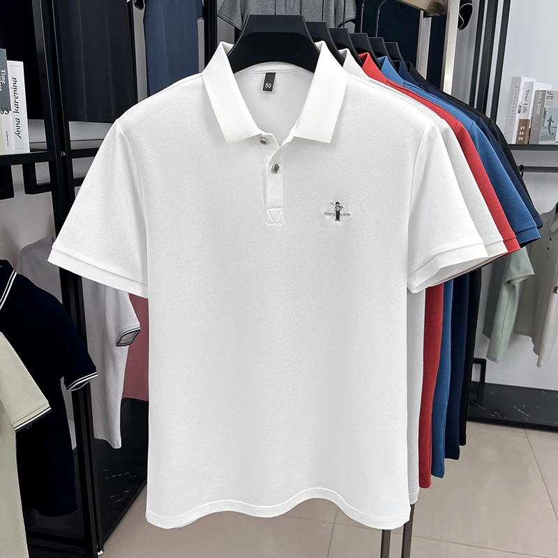 الأزياء الفاخرة الكرتون التطريز قصيرة الأكمام تي شيرت الرجال تنفس قميص بولو الصيف الاتجاه الجديد العلامة التجارية بلون رداء علوي غير رسمي #5