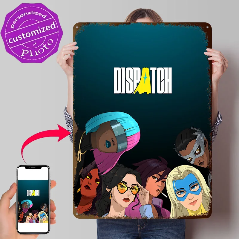 Dispatch Girls Taking Selfie 3D Texture Printed Poster Custom Vintage Metal Tin Plate Sign for Wall Art Home Decoration Room