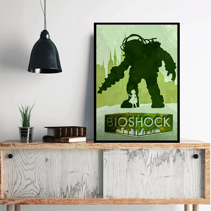 Fanart Game Bioshock Rapture Poster Canvas Painting Prints Big Daddy Little Sister Wall Art Canvas Painting Picture Home Decor