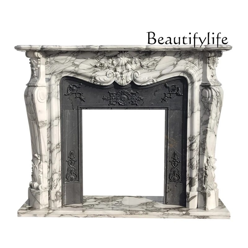 

Marble fireplace French living room stone carving large white stone mantel white fireplace decoration