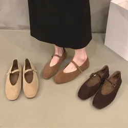 Bailamos-sapatilhas de couro macio para mulheres, sapatilhas casuais, dedo do pé redondo, deslizamento raso, sapatos de senhora, nova marca, primavera, 2022