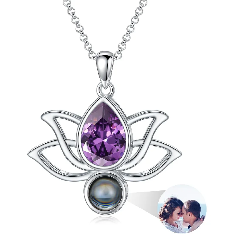 

Personalized Photo Projection Necklace, 925 Sterling Silver Custom Picture Pendant, Romantic I Love You Jewelry Gift for Women