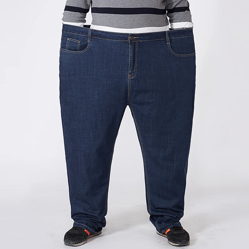 جينز دينم للرجال مقاس كبير 30-48 50 52 54 56 300 كجم سراويل عمل عصرية غير رسمية مرنة فضفاضة مستقيمة طويلة مقاس كبير #5