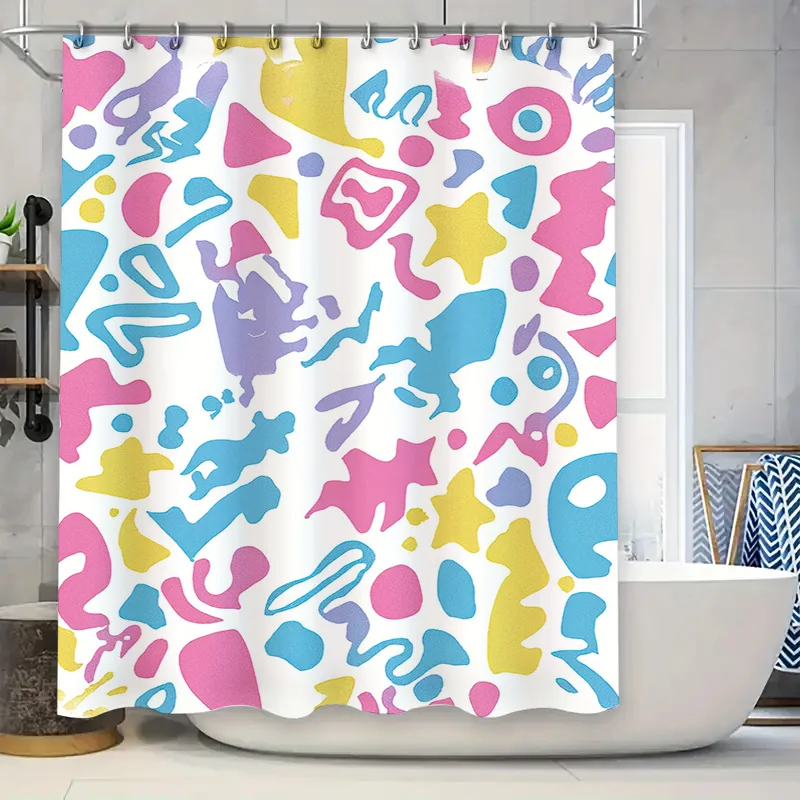 

Набор красочных мультяшных занавесок для душа: современный чехол для ванны с ярким принтом для декора ванной комнаты 72x84 дюймов