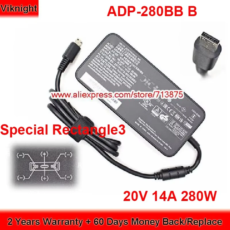 

ADP-280BB B 20V 14A 280W AC Adapter Rectangle Tip For CREATOR Z17HXSTUDIO A13VGT-065US Z16HXSTUDIO GE76 RAIDER 11UH GP66 VECTO