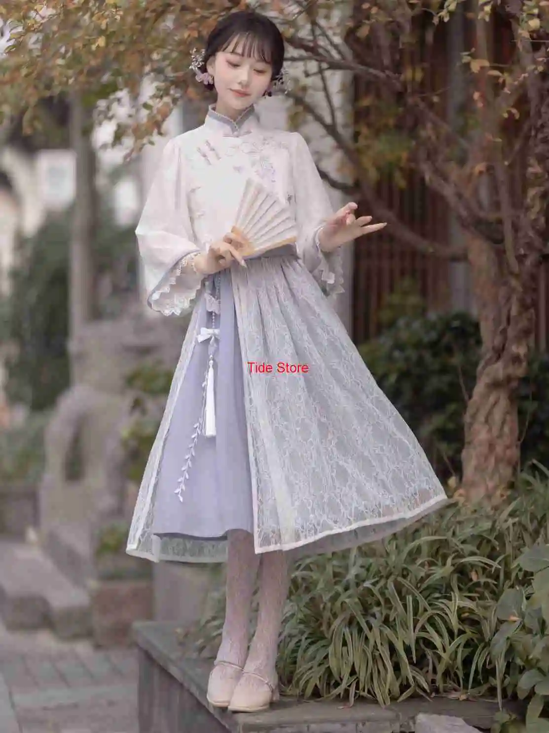 

Wistaria Hanfu Women's Daily Wear Republic of China Style Improved Han Element New Chinese Style Dress Set Spring Autumn