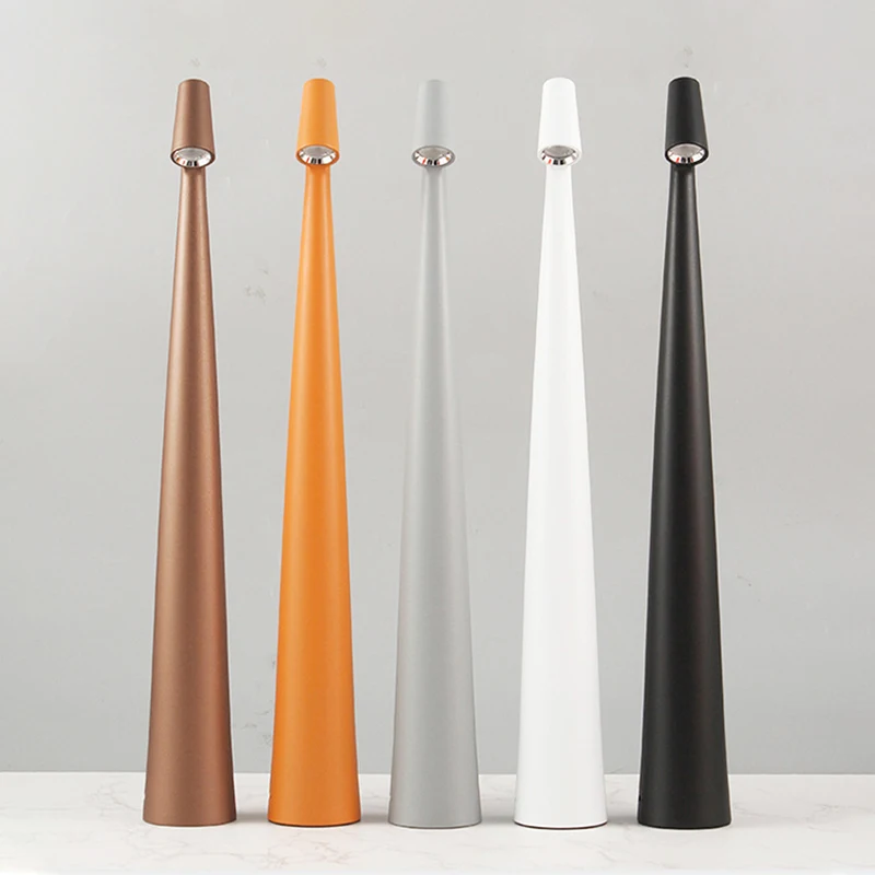 미니 무선 LED 조명 충전식 삼색 책상 램프, 우아한 슬림 원추형 스템, 독특한 휴대용 조도 조절 독서등