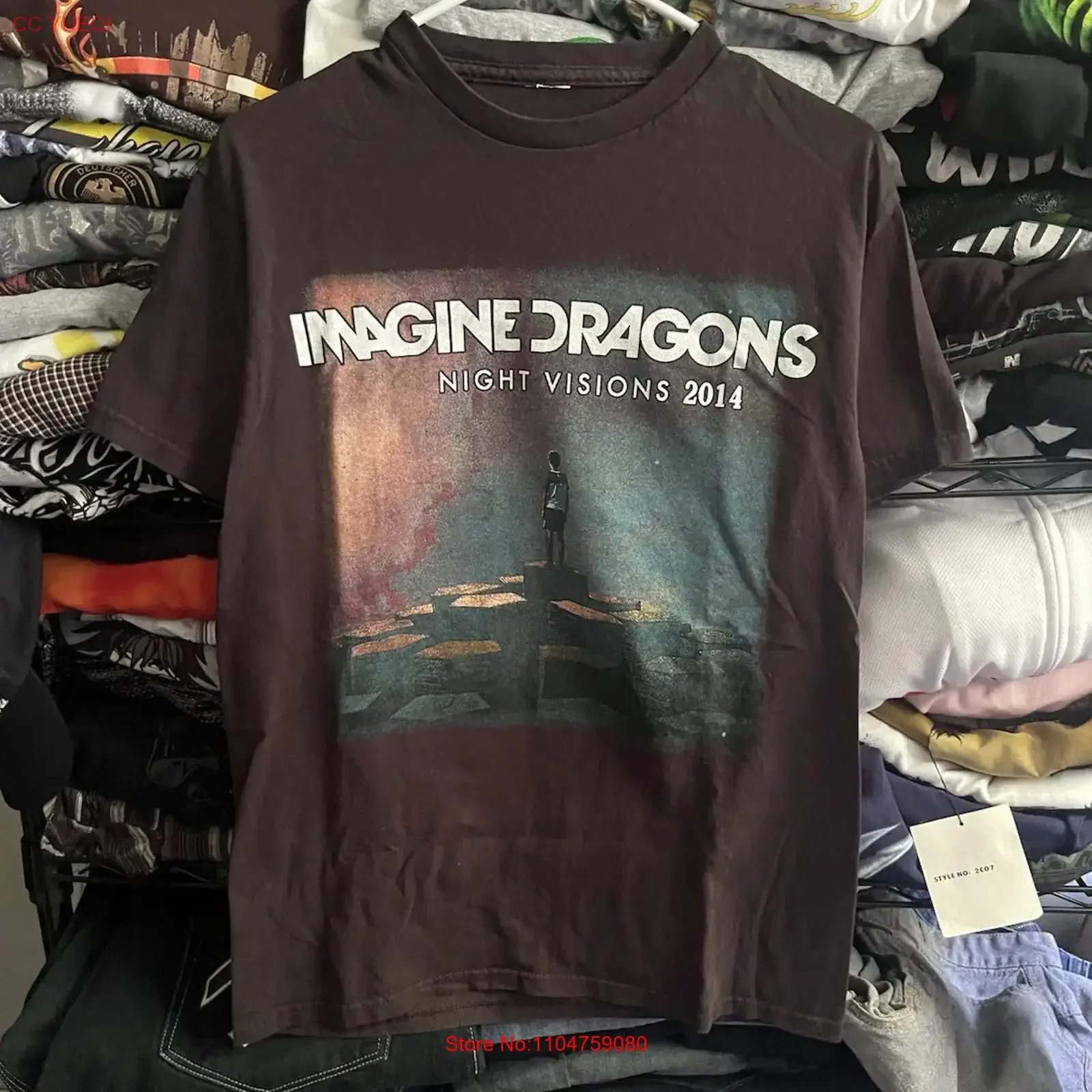Imagine Dragons Night Visions Tour 2014 Double Sided Band T Shirt Black Small vintage Washed Stylish Slightly Unisex homme