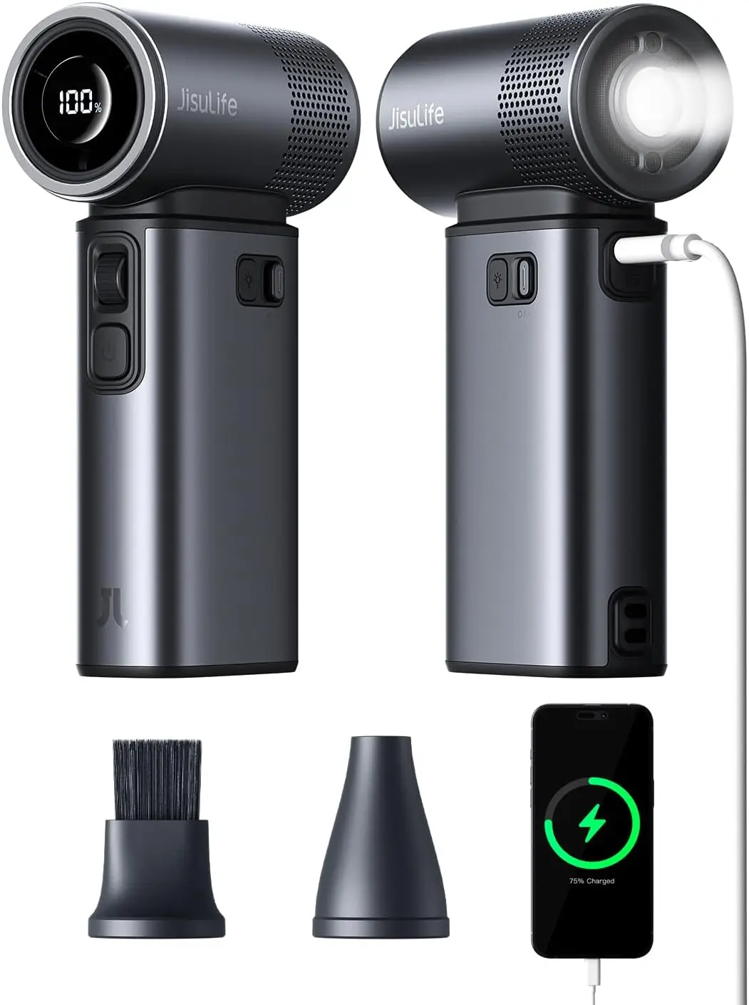 

Портативный ручной вентилятор с аккумулятором 9000 мАч, 25 часами работы, 5 функциями, турбо-скоростью и фонариком для путешествий