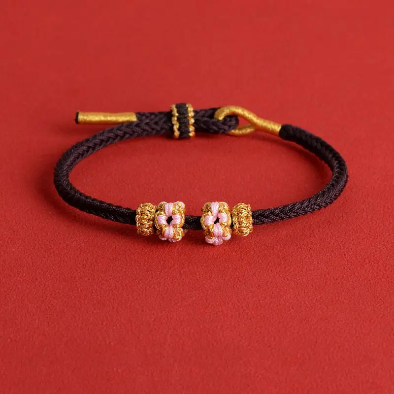 Hand-woven Peach Blossom Knot Red Rope Semi-finished String Gold Jewelry Accessories Men's and Women's Girlfriends Bracelet