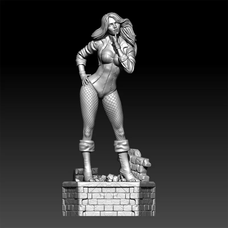 1/24 75mm 1/18 100mm Resin Model Kits Zwarte Kat Meisje Sculptuur Figuur Ongeverfd Geen Kleur RW-1263