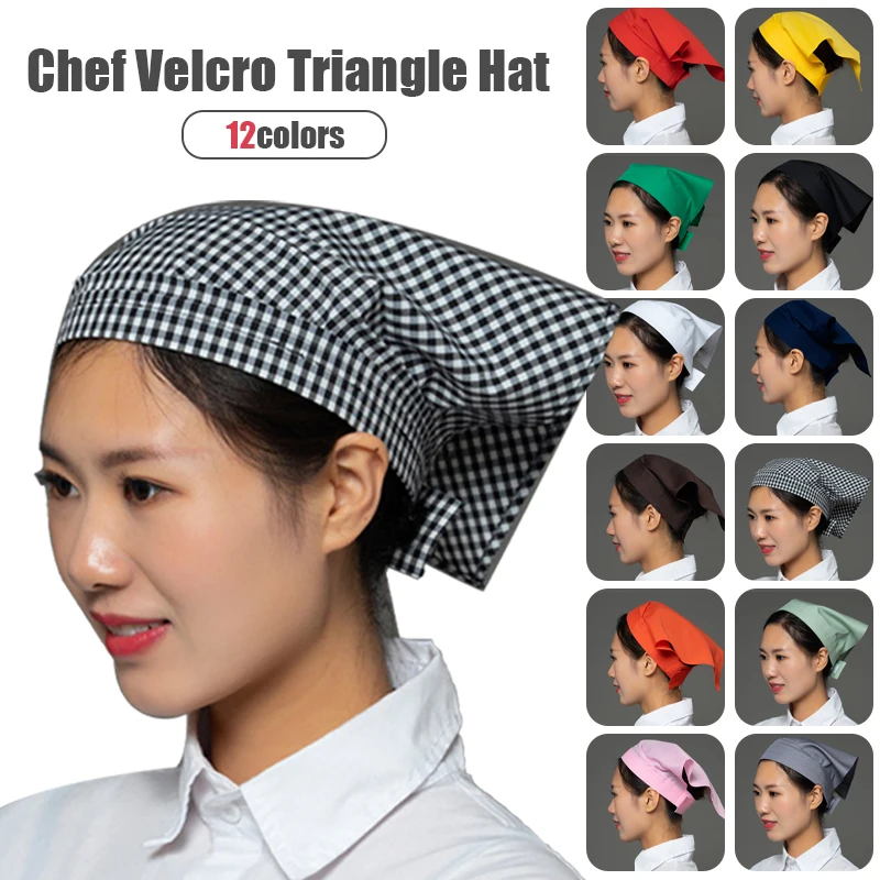 Topi koki wanita, topi koki segitiga dapur memasak pakaian kerja, topi seragam restoran, topi BBQ Bakey Cafe, topi pelayan dapat disesuaikan