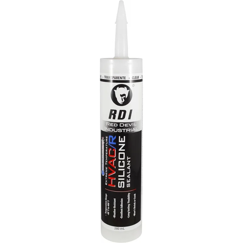 

0897 Extreme Temperature HVAC/R Silicone Sealant, Long-Lasting Weather-Resistant Adhesive, 280 ml, Clear, 12-Visit Red