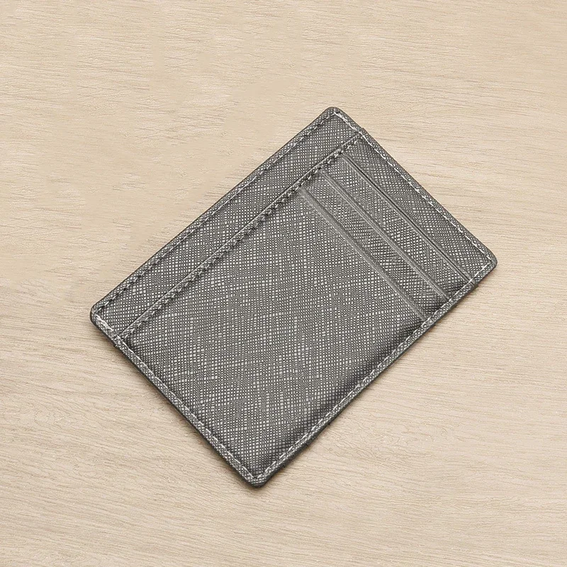 Compact RFID Card Holders for Men Multi-card Wallet Genuine Leather Mens Wallet Cash Purse Double-sided Mini Black Gray Card Bag