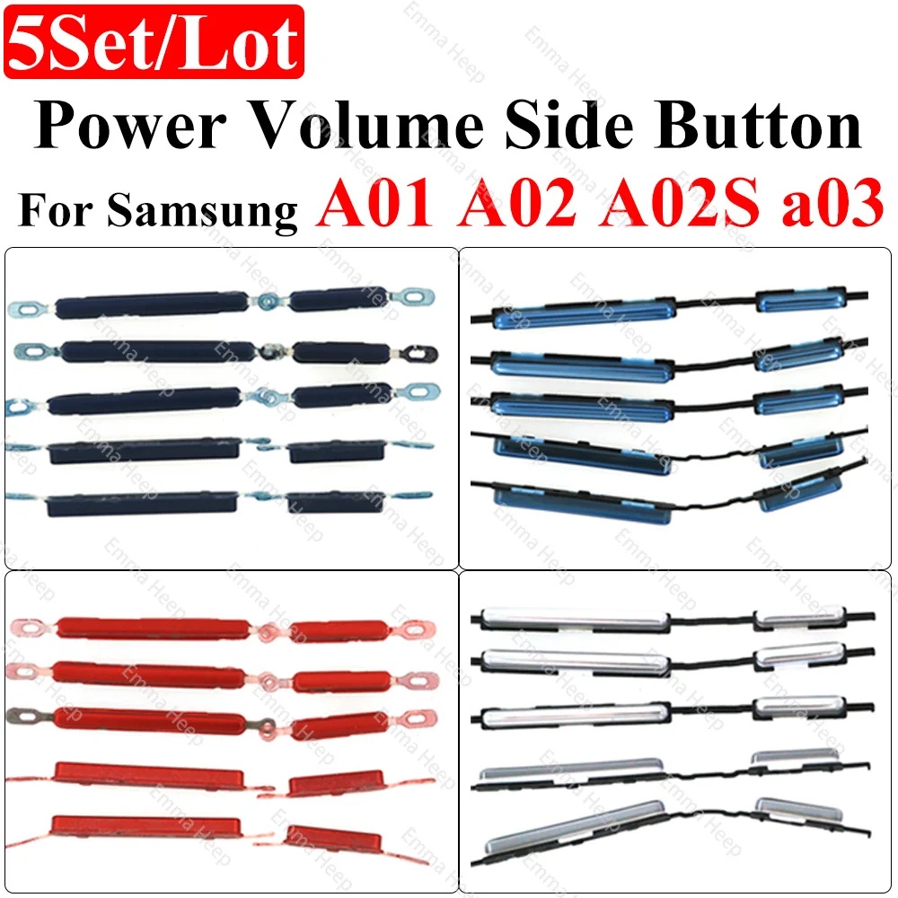 5Set Power Volume Side Button Key For Samsung A01 A02 A02S A03 Phone Housing On Off Up Down Small Repair Parts