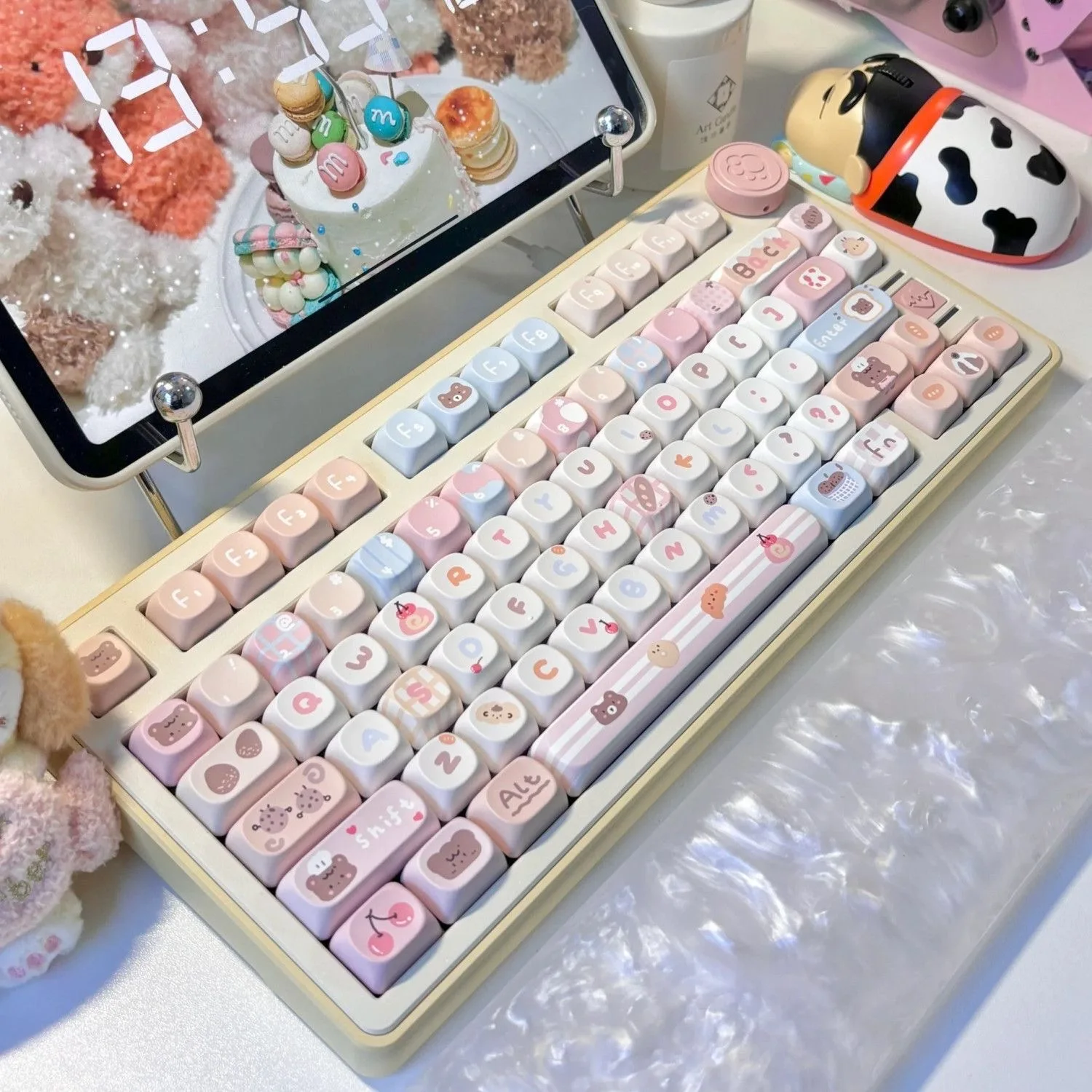 123 Keys ROA Keycaps Gift for Girl Cute Key Cap Square Thermal Sublimation Mechanical Keyboard Keycap Keyboard Accessories