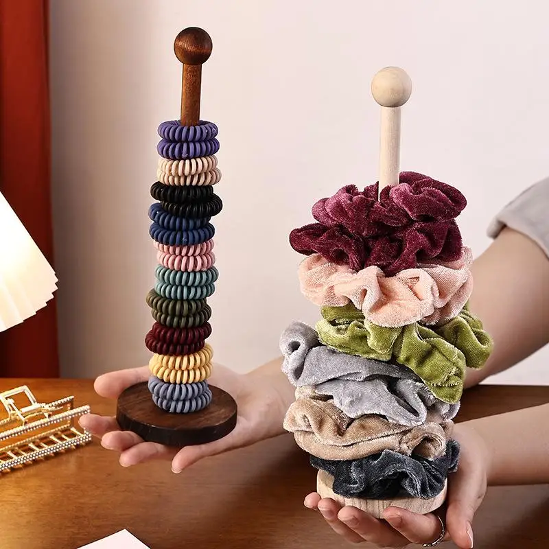 1pcs Wooden Hair Band Storage Rack - Children Rubber Band Hair Rope Bracelet Watch Scrunchies Display Shelf Holder