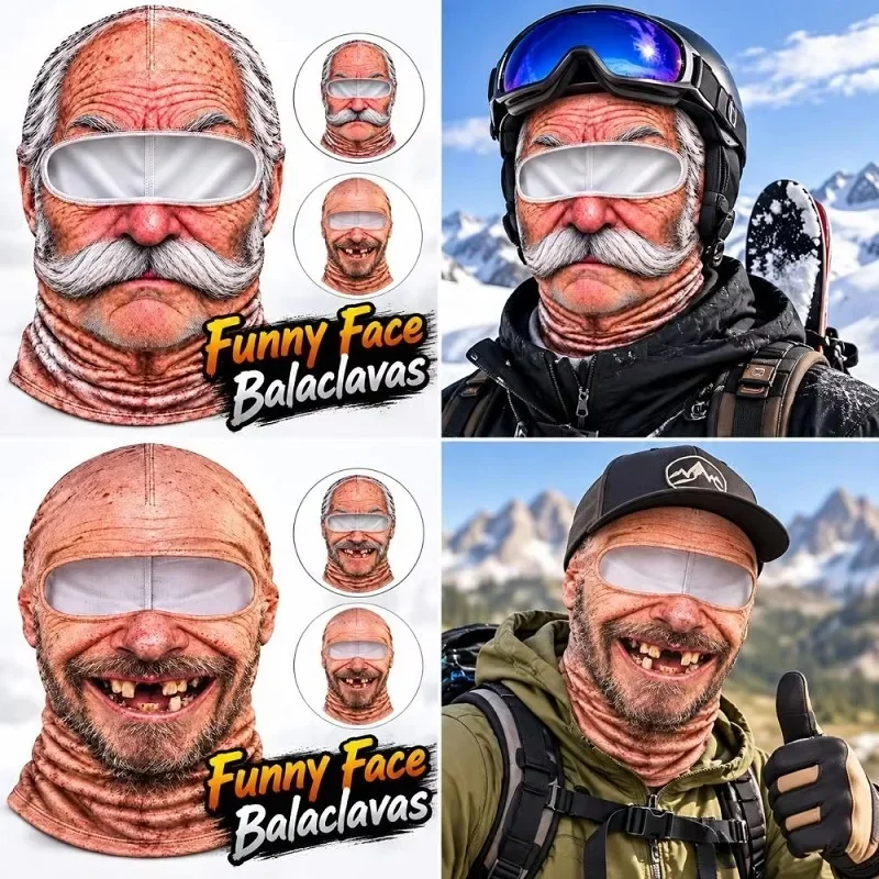 Funny 3D Face Balaclava Hat Full Face/ Covering Hood/* Balaclava Motorcycle Riding Skiing Face Mask Outdoor Warm Balaclava Hat