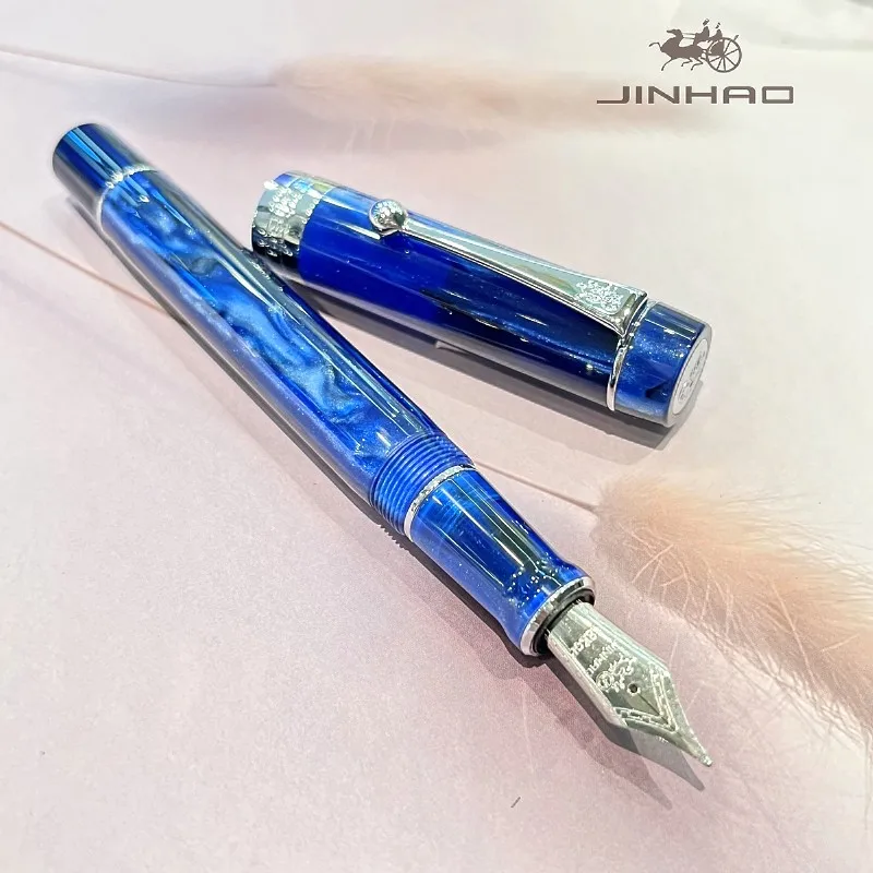 Jinhao 100 Acryl-Füllfederhalter aus Metall mit silbernem Kugelclip, klassischer, glatter Executive-Signaturstift, perfekt für die Sammlung – Detail 6
