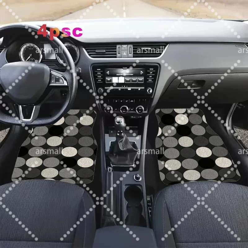 Geometric Circular Patterned Car Floor Mats Made Of Crystal Velvet Material, A Four-Piece Set Including A Trunk Mat, Travel Addi