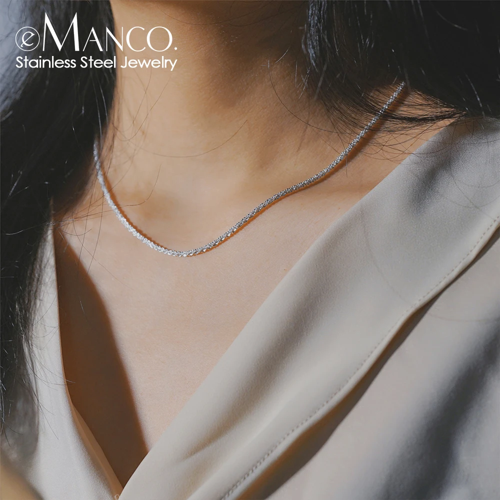 eManco New Popular Silver Colour Sparkling Clavicle Chain Choker Necklace For Women Fine Jewelry Wedding Party Gift