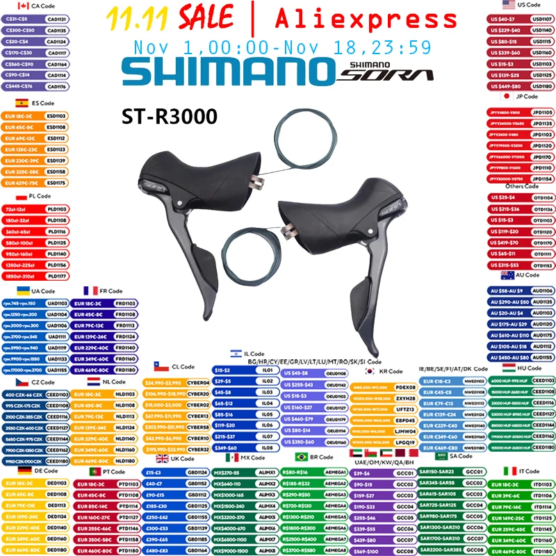 SHIMANO SORA R3000 2x9 R3030 3X9 vitesses manette de vitesse double levier de commande vélo de route vélo pour dérailleur avant dérailleur arrière