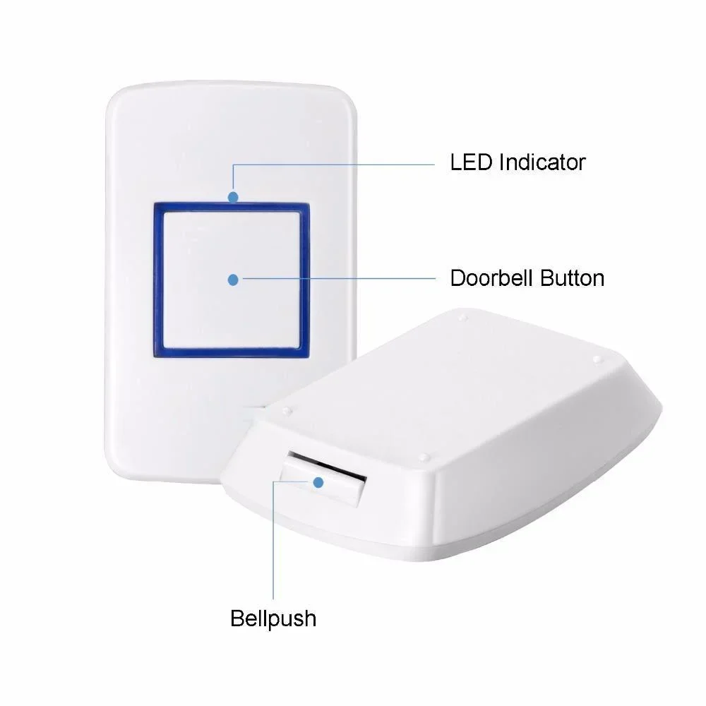 2021 Hot Sell Wireless Doorbell with 38 Melodies Chime and Led Flash Waterproof Smart Door Bellsm