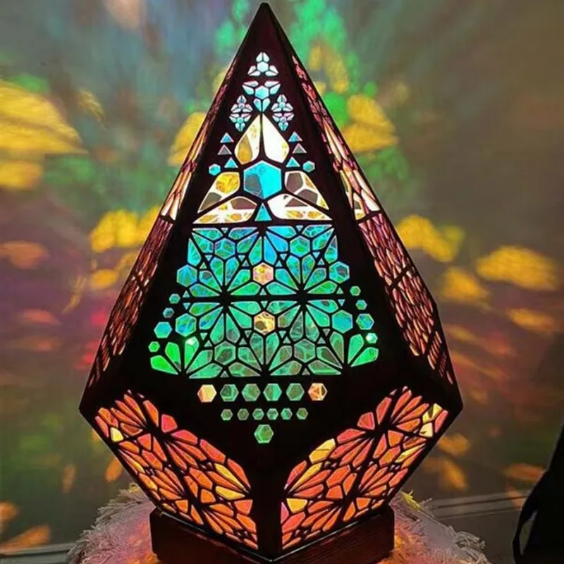 

Wedding Lighting Hollow Design Wooden Projection Light Home Decorations Colorful Wood Light Emitting Diode Night Light