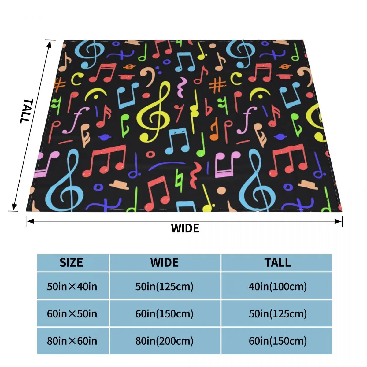 Musical Note Pattern Blanket Flannel Spring Autumn Colorful Multi-function Super Soft Throw Blankets for Sofa Bedroom Bedspreads