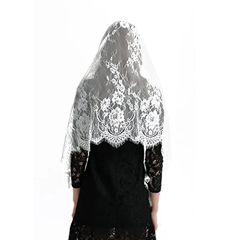 Xale de Igreja para Mulheres, Véus Católicos, Lenço, Véu Cristão, Mantilla Espanhol, Véus de Capela para Casamento, Cobertura para Noiva