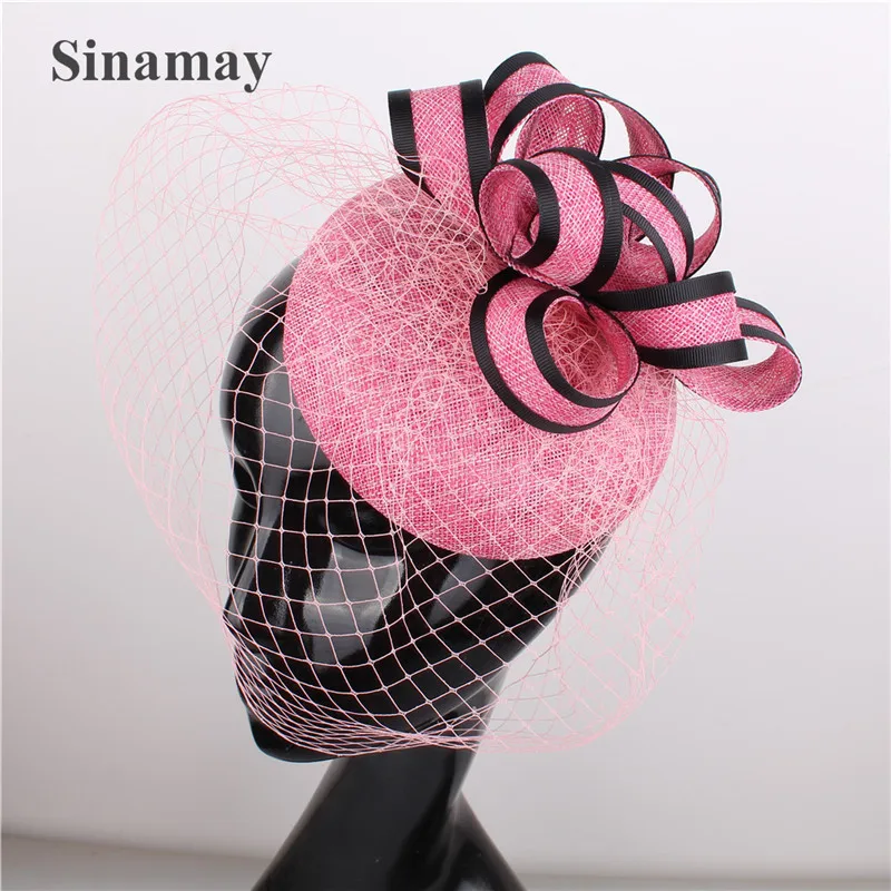 

Kentucky Derby Fascinator，Sinamay Pillbox Hat with Veil，Cocktail Tea Party Racing Season Headwear for Women Ladies