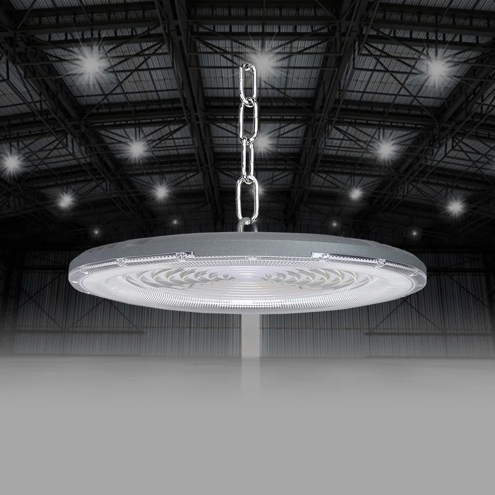Adjustable High Hook 20000 Lumen High Efficiency 100w 200w Smart UFO Color Changing LED High Bay Light Fixture for Warehouse