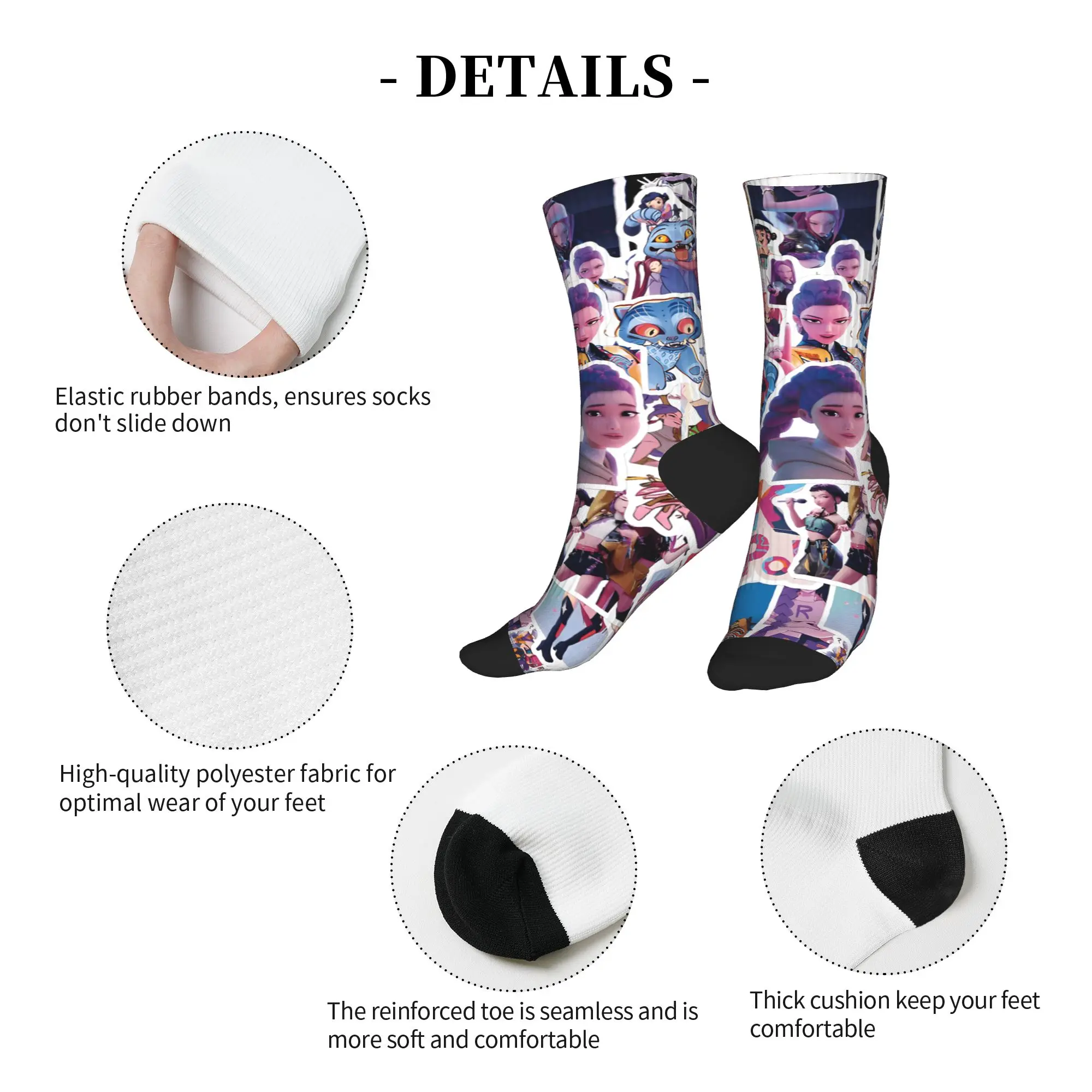 Kpop Demon Hunters Rumi Zoey Jinu Socks Autumn Stockings Funny Men High Quality Socks Graphic Running Sports Anti Sweat Socks
