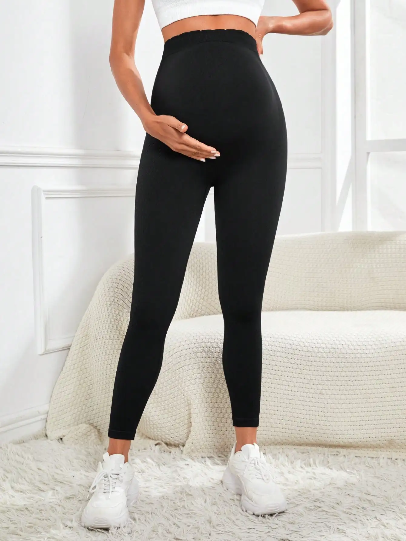 High Waist pregnancy Leggings Maternity clothes for pregnant women Belly Support Knitted Leggins Body  Trousers