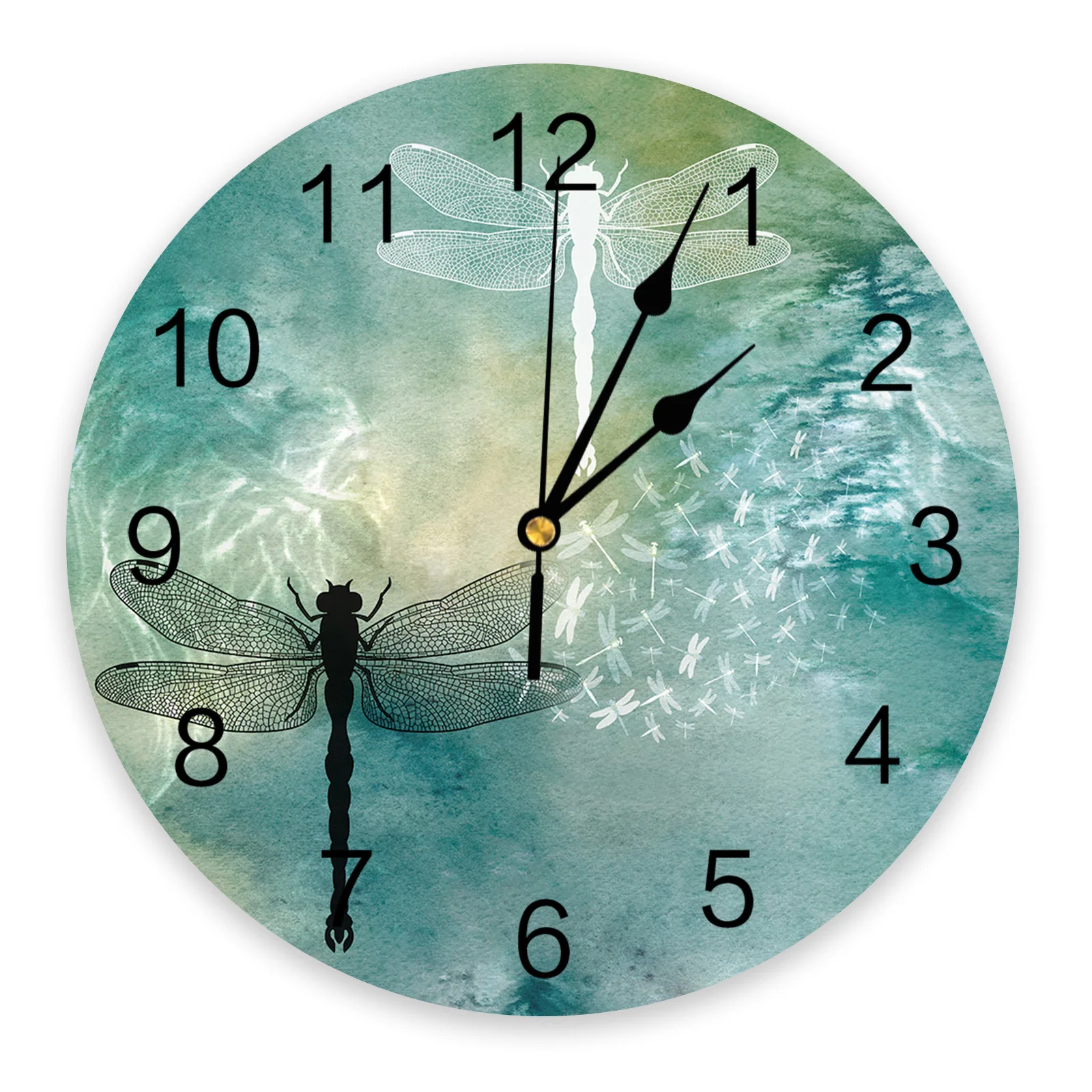 Dragonfly Dot Gradient Wings Printed Wall Clock Modern Silent Clock Living Room Home Decor Wall Hanging Watch