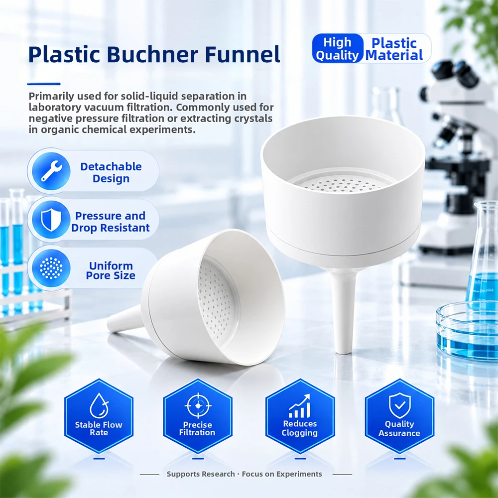 1 szt. 60mm 75mm 90mm 130mm 150mm Plastikowy, odporny na korozję, zdejmowany lejek filtracyjny, lejek Buchnera, zdejmowany lejek filtracyjny — zdjęcie produktu 3
