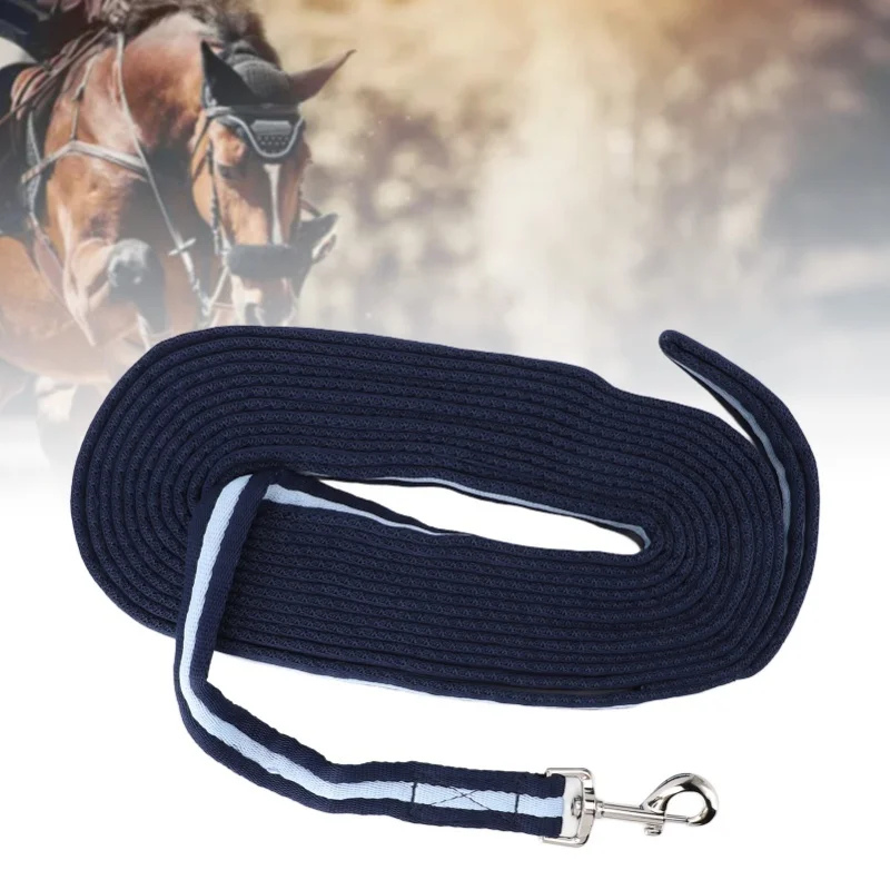 حبل تدريب الخيل باللون الأزرق الداكن بطول 26.2 قدم من الفولاذ المقاوم للصدأ من البوليستر لركوب الخيل الرائد #2