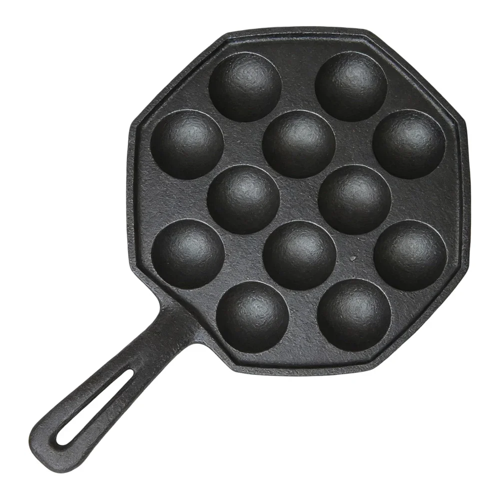 Cast Iron Takoyaki Maker 12 Pits with Grill Plate for Baking Quail Eggs and Shrimp Egg Dishes at Home Kitchen Use