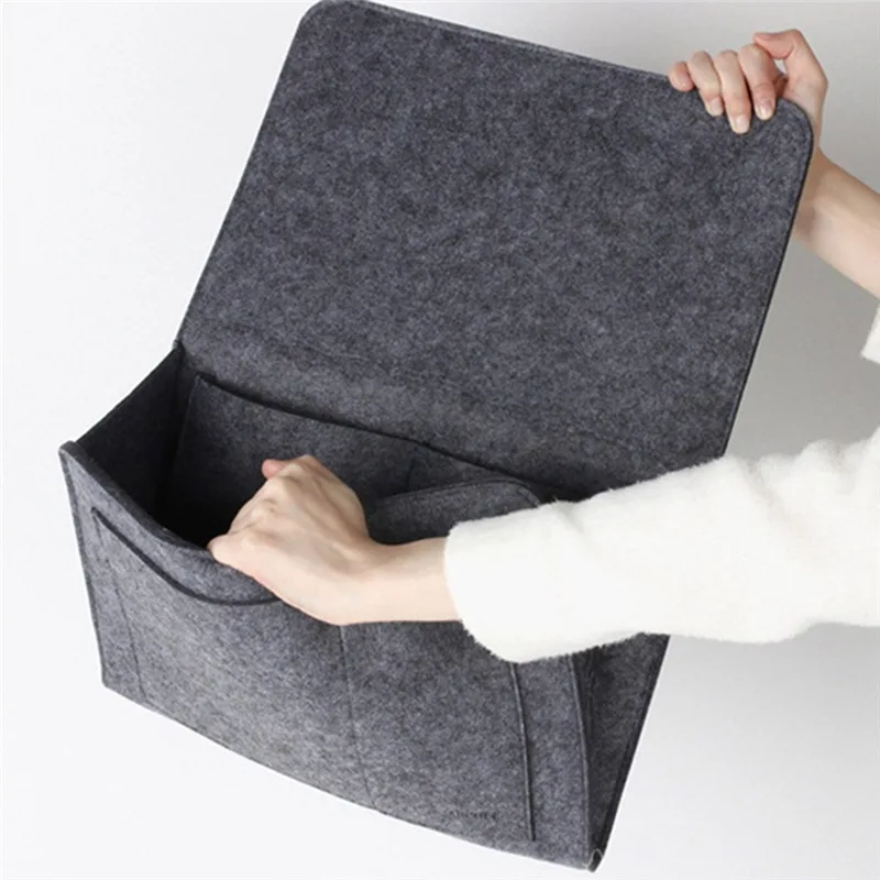 Felt Bedside Storage Bag Organizer Bed Desk Bag Sofa TV Remote Control Hanging Caddy Couch Storage Organizer Bed Holder Pockets