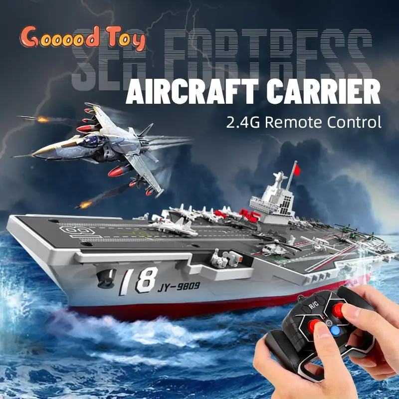 S19 2.4G Remote Control Aircraft Carrier Electric Ship Children's Toys High Speed Boat Warship Model RC Speedboat Boys Toy Gift