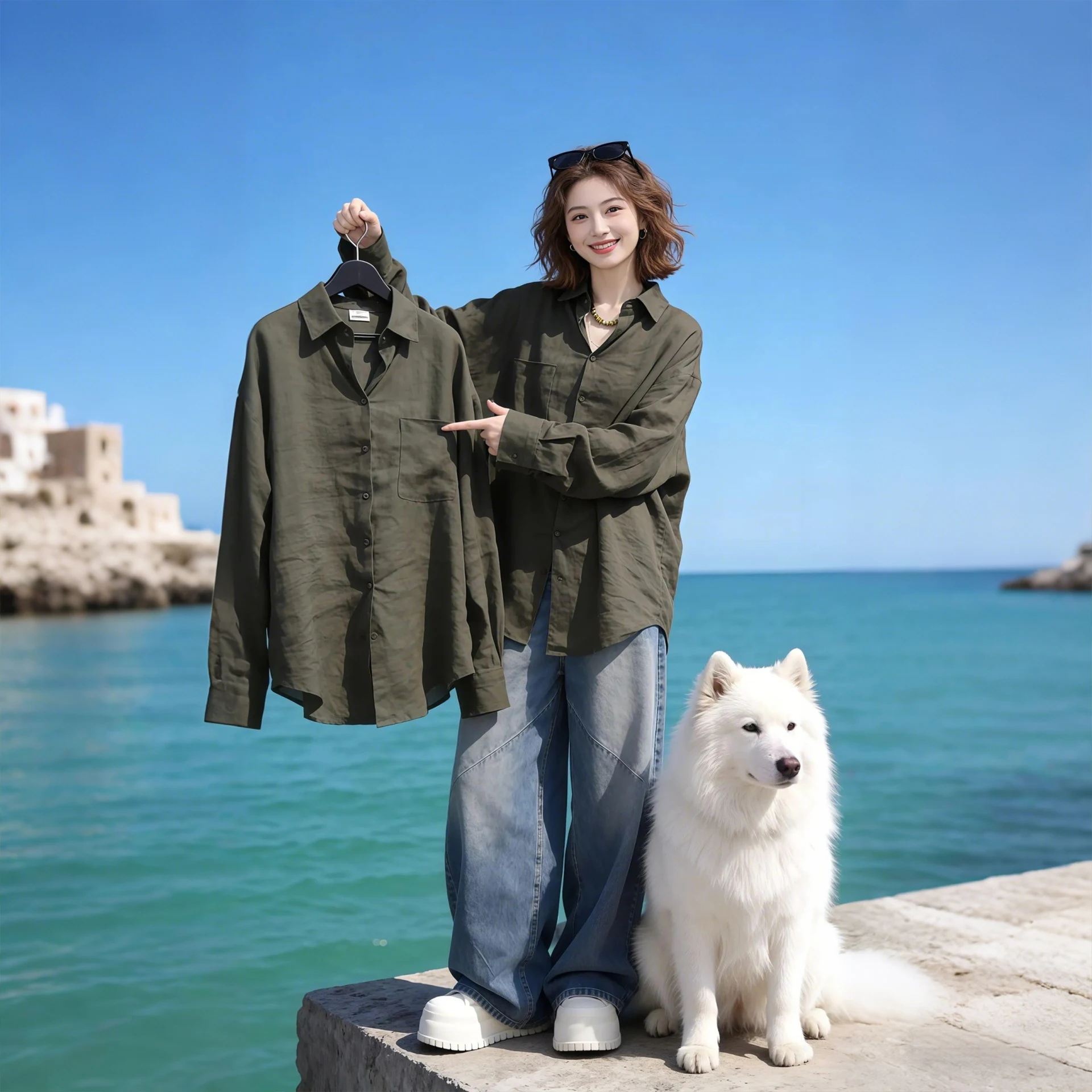 

Повседневная женская рубашка с длинным рукавом больших размеров, удобная, дышащая, в корейском стиле, весенняя мода для полных мам среднего возраста