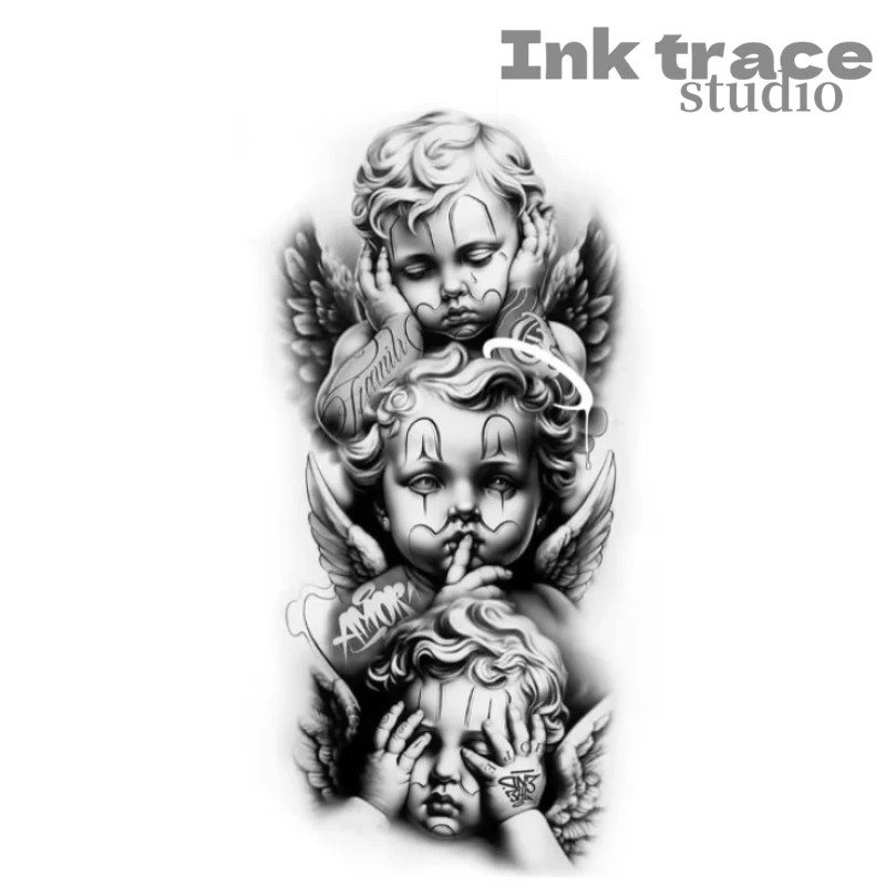 Angel Herbal Juice Tattoo-Aufkleber – Magische Tattoos, semi-permanente Tattoos, realistische Fake-Tattoos, halten 1–2 Wochen – Detail 3