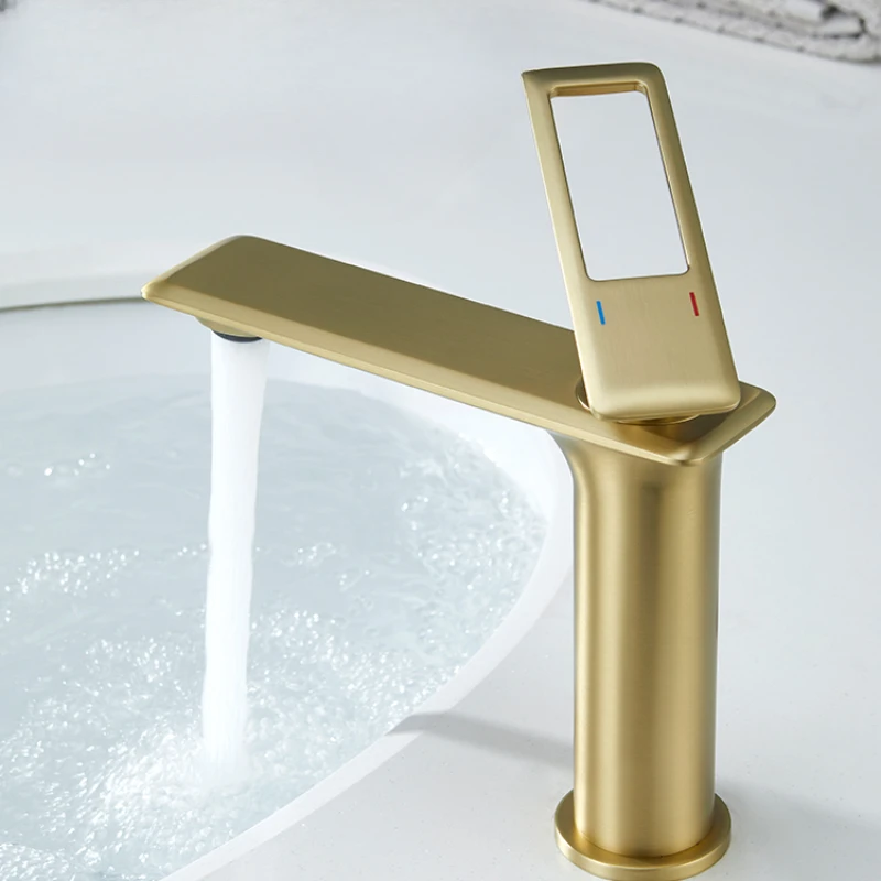 

Hot and cold faucets bathrooms washbasins all made of copper and gold for toiletries