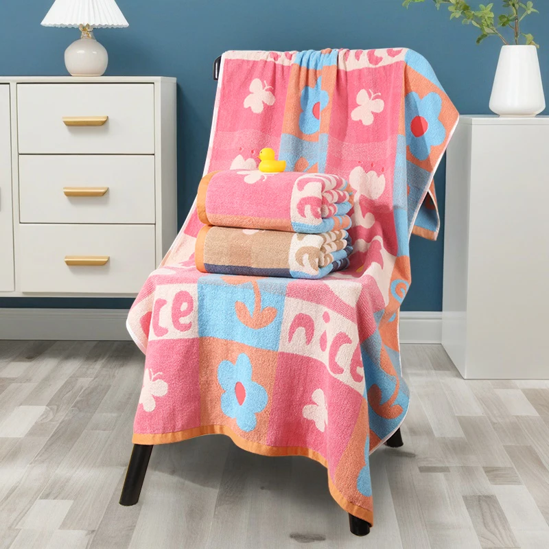 

Pure cotton large bath towel 100% cotton absorbent for adults soft for men and women home use70x140cm